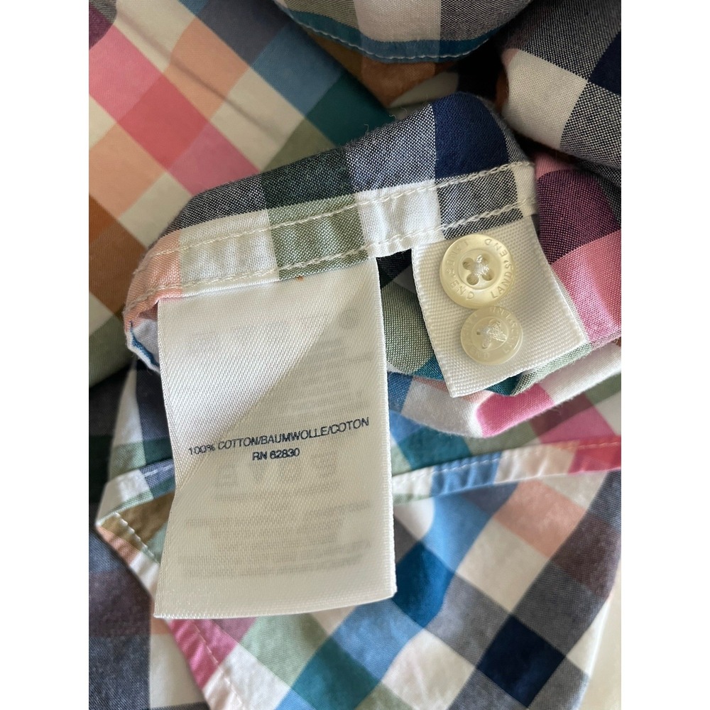 Lands' End Men's L Pastel Plaid Button Down Shirt 100% Cotton Long Sleeve Preppy - Picture 6 of 9